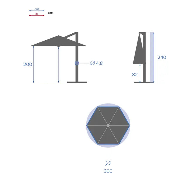 Градински чадър със странична стойка Hesperide Manoa, 3 m