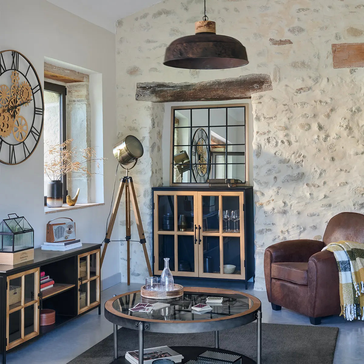 Пендел atmosphera Prao, 57 cm, Сив Метал, Дърво