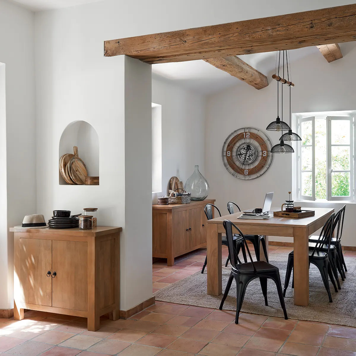 Стенен часовник atmosphera Lana, Механизъм, Ø90 см, Дърво и метал