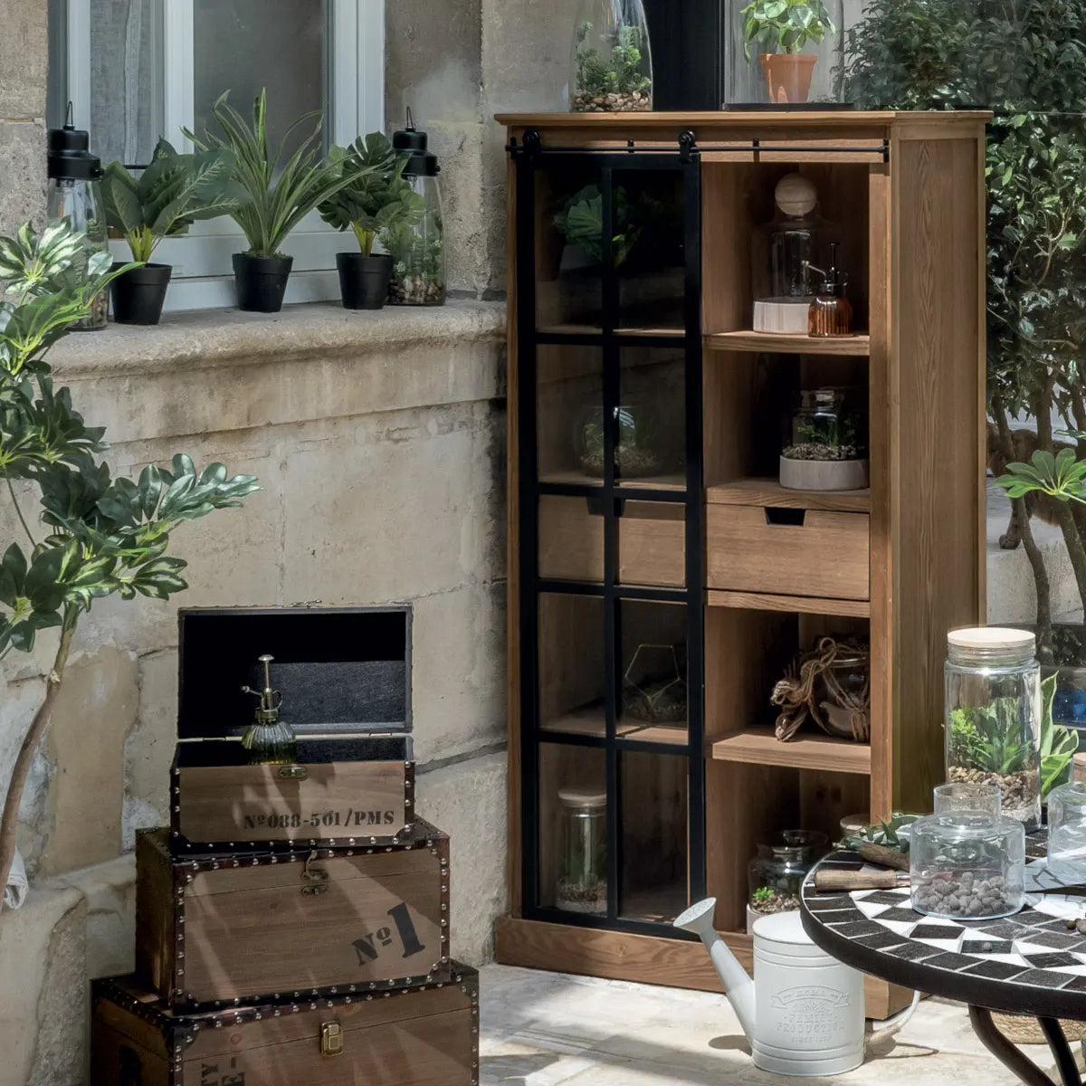 Библиотека atmosphera Danik, 80x40x150, MDF, Закалено стъкло