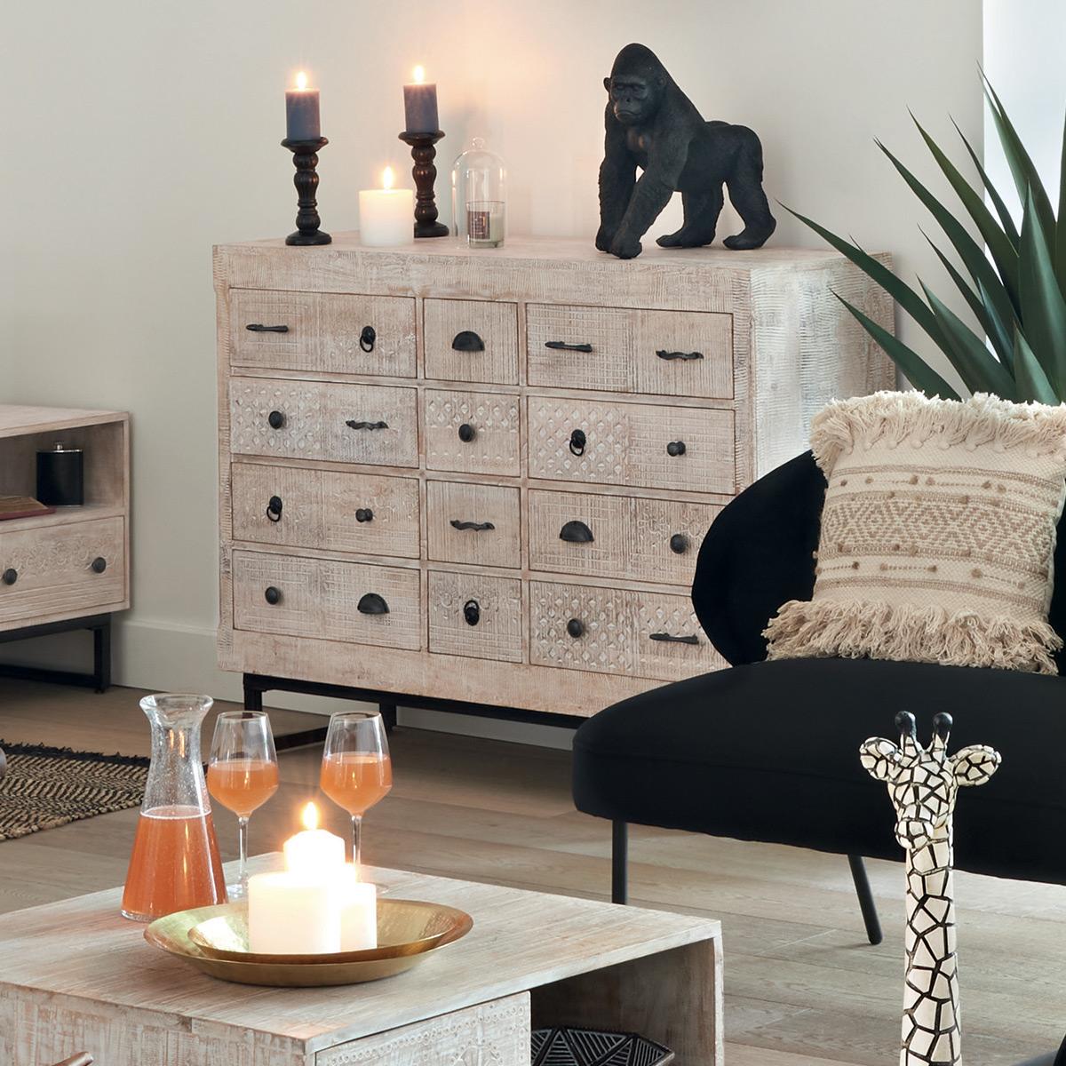 Скрин atmosphera Ajay, 12 чекмеджета, Мангово дърво