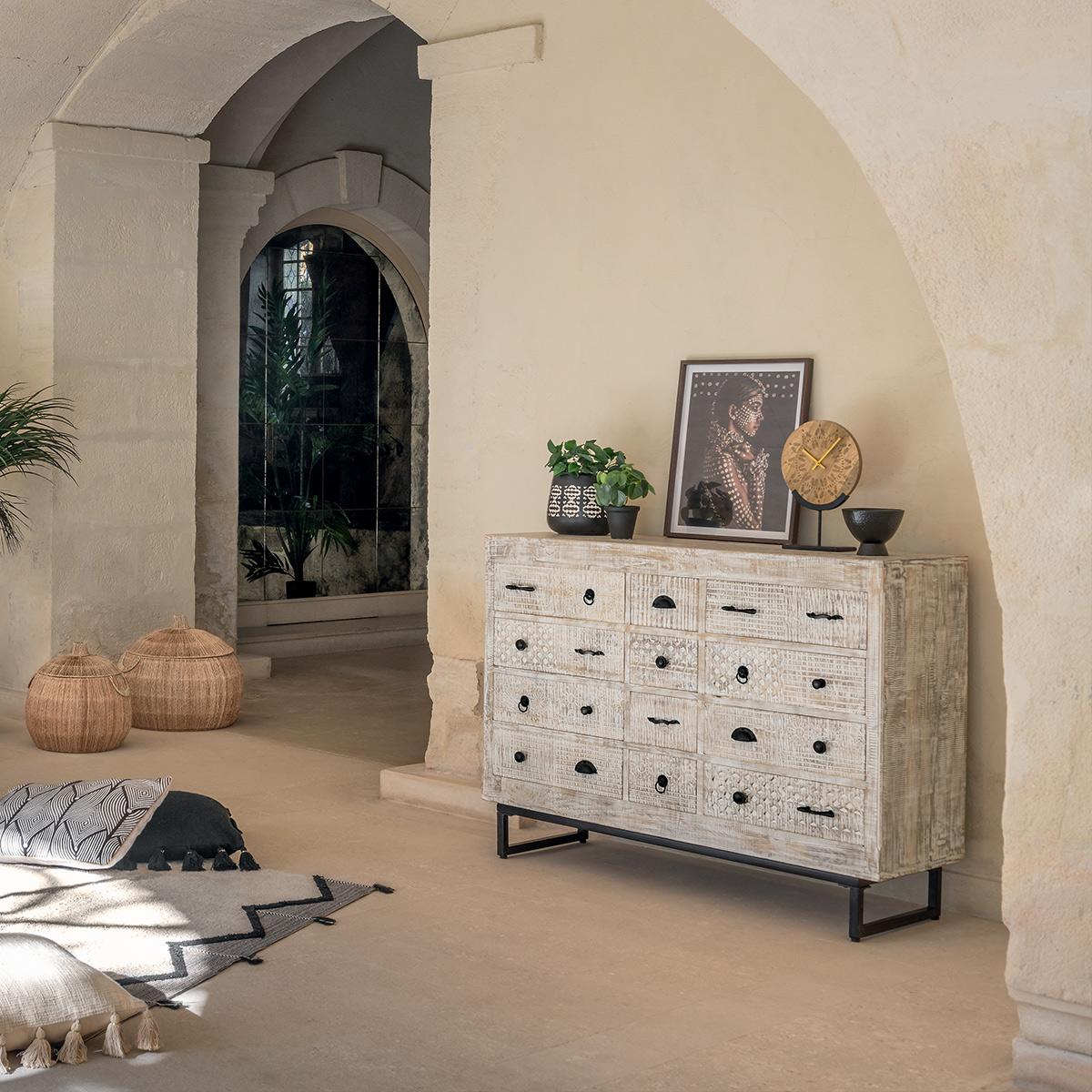 Скрин atmosphera Ajay, 12 чекмеджета, Мангово дърво