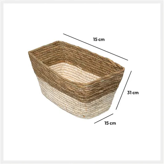 Кутия за съхранение 5five Mix & Modul, Двуцветна, Плетена, 15x31 cm