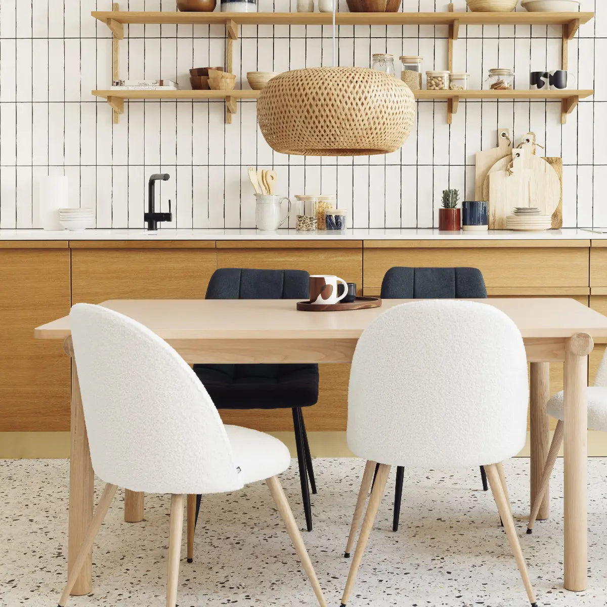 Трапезен стол atmosphera Slano, Букле, Бял