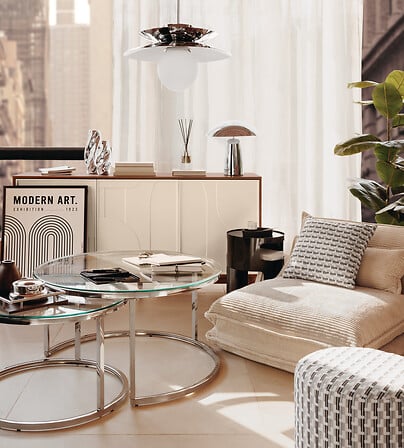 Холна маса atmosphera Kneo, Стъкло, Метал, 2 бр.