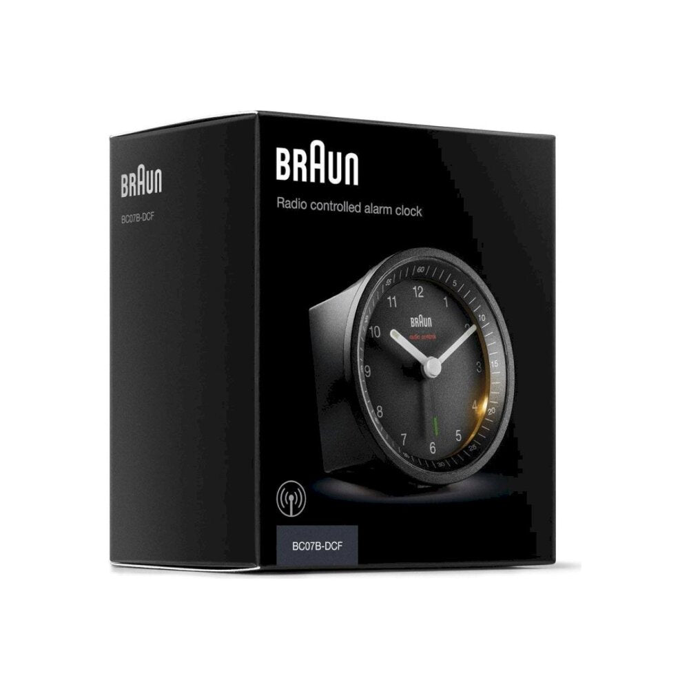 Радио-синхронизиран будилник Braun BC 07 B-DCF, Черен 8,0 см