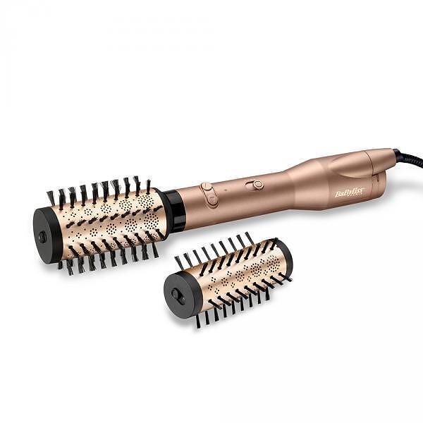 Четка за косa BaByliss Big Hair Dual AS952E, 650W + 2 аксесоара, Йонна технология, Керамично покритие, Студена въздушна струя, Златист