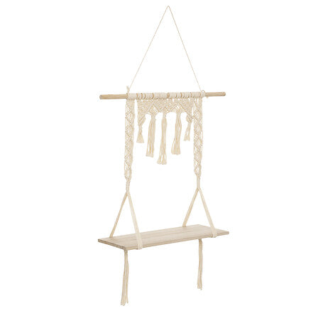 Рафт за стена atmosphera, Макраме и MDF, 60x20x80 см