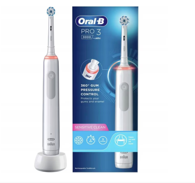Електрическа четка за зъби Oral-B Pro 3 3000 Sensitive Clean 760918, Бял