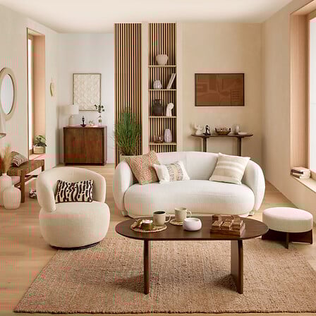 Двуместен диван atmosphera Nesky, Бял, 192x99x72,5 cm