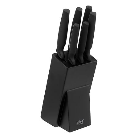 Блок с 6 ножа 5five Caractère, Инокс, Черен