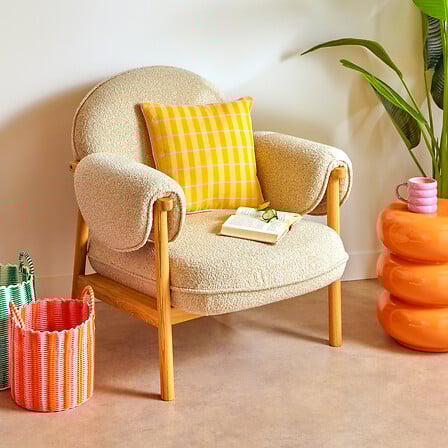 Кресло с подлакътници atmosphera Ikaris, Букле, Глина