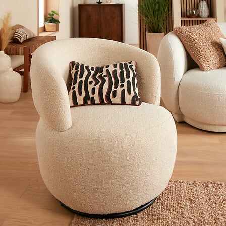 Кресло atmosphera Sileo, Букле, Въртящ, Бежов