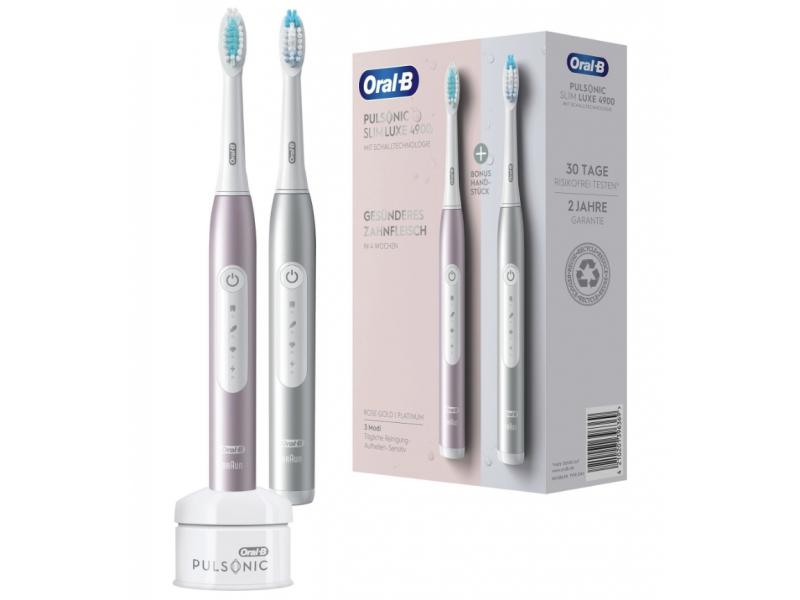 Комплект от две четки за зъби Oral-B Pulsonic Slim Luxe 4900 396369, Розов и Платинум
