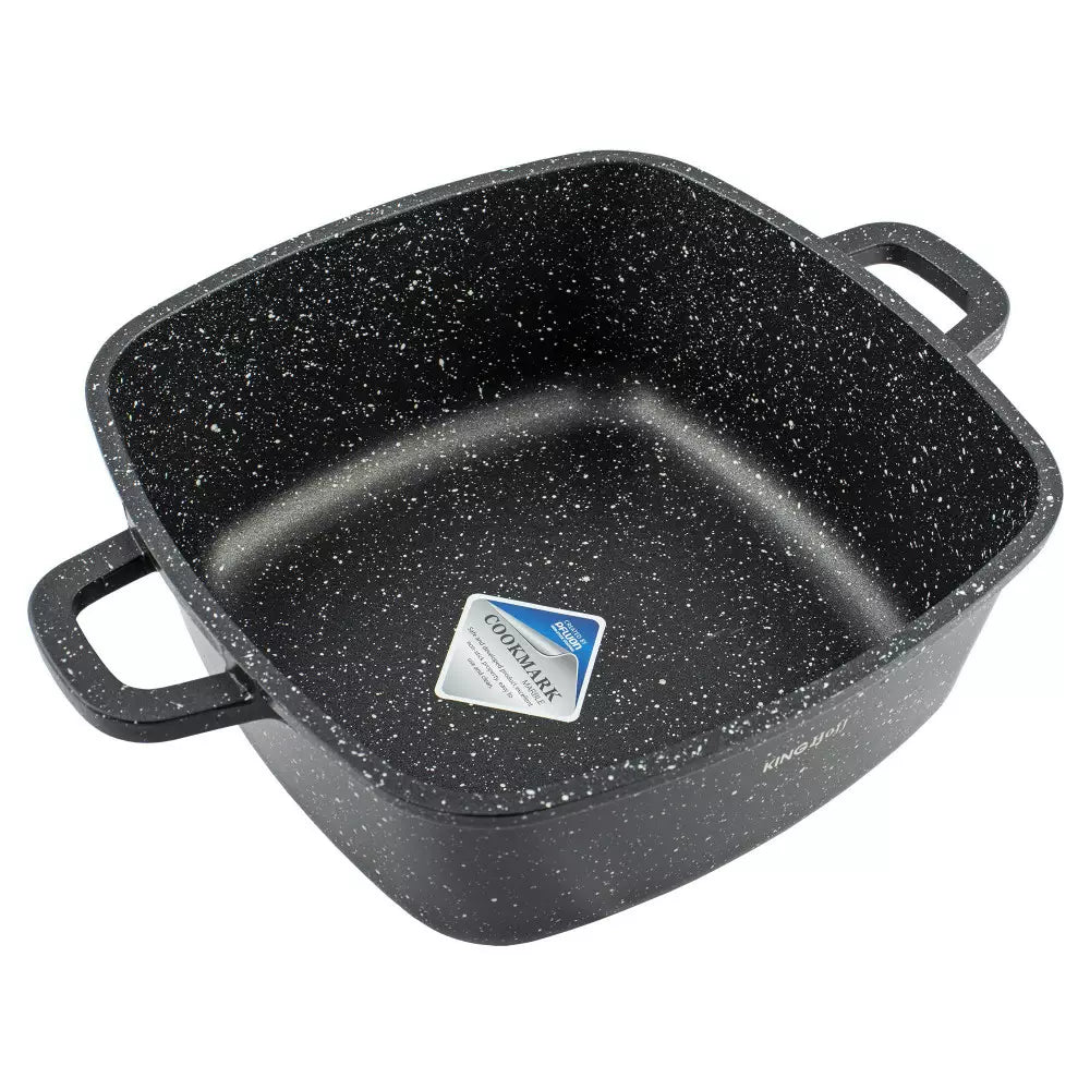 Тенджера за фурна и котлон Kinghoff с мраморно покритие, Индукция, Черен