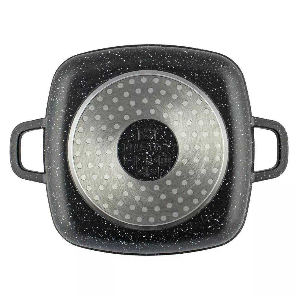 Тенджера за фурна и котлон Kinghoff с мраморно покритие, Индукция, Черен