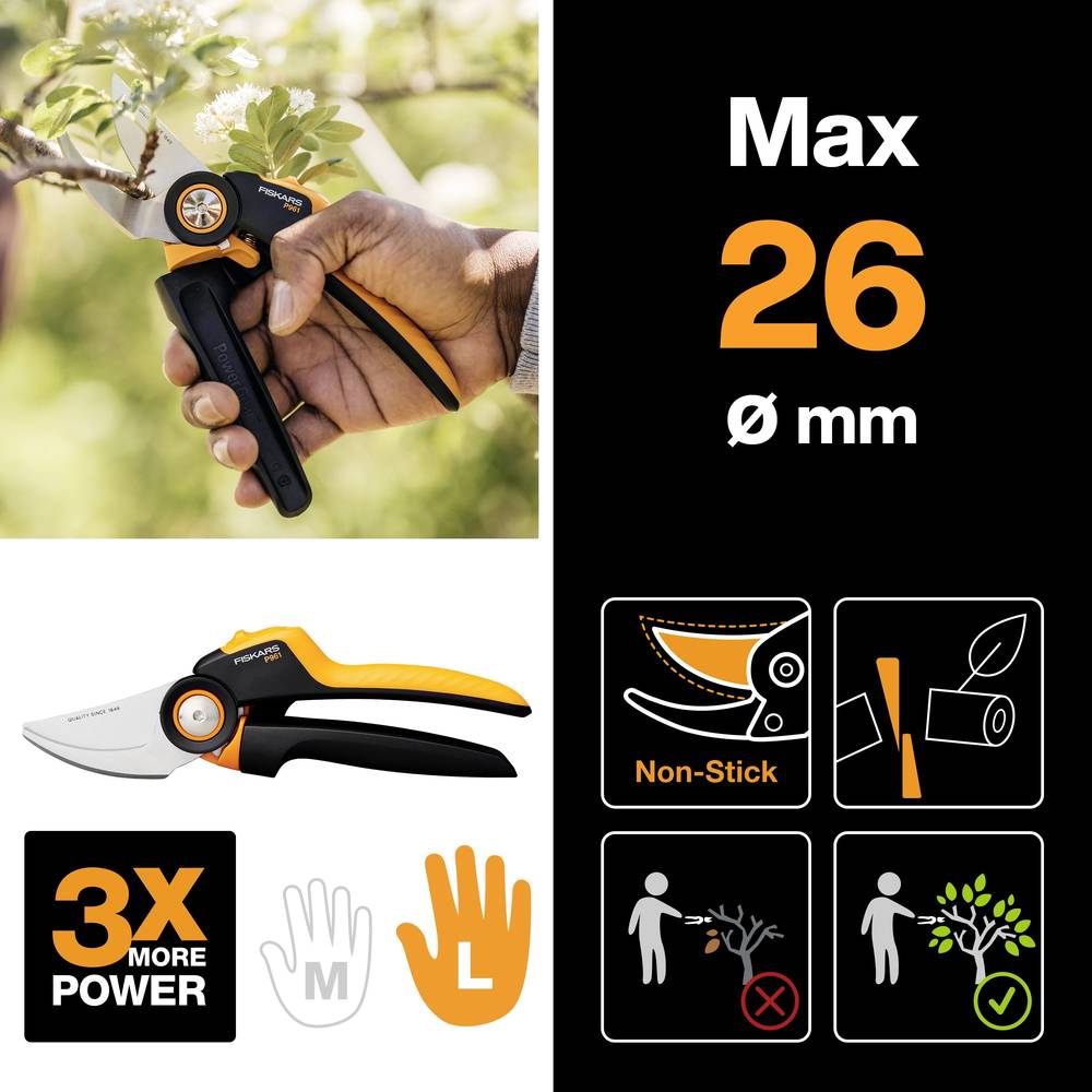 Градинска ножица Fiskars X-series P961, Стоманено острие
