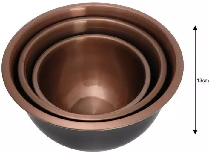 Комплект дълбоки купи Klausberg 7394, 5L, 3L, 1.6L, Полирани, Инокс/меден