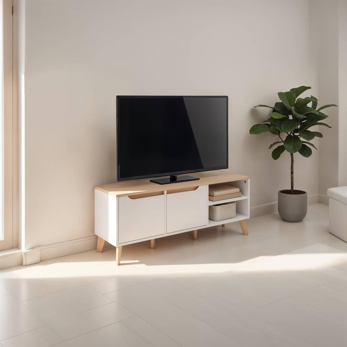 ТВ шкаф 5five Luma, MDF, Бял, 120 cm — изглед 14