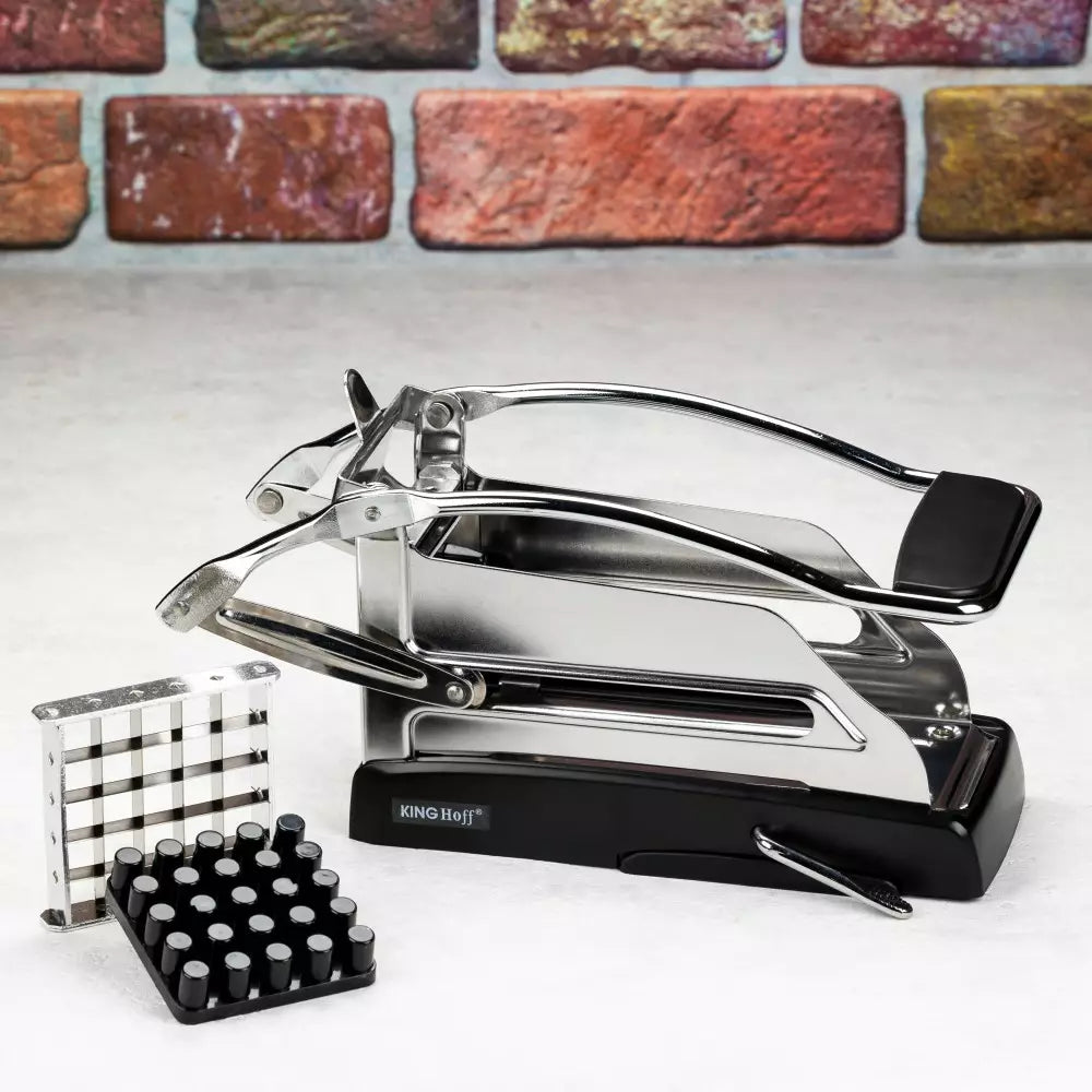 Резачка за картофи KingHoff 1207, От 25 до 49 резена, Вакуумен захват, Инокс/черен