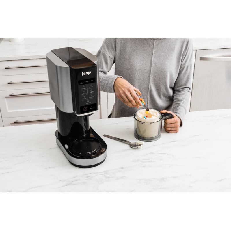 Уред за сладолед NINJA NC300EU, Сладолед, Gelato, Milkshake, Sorbet, Smoothie, 7 програми, Черен/Сребрист