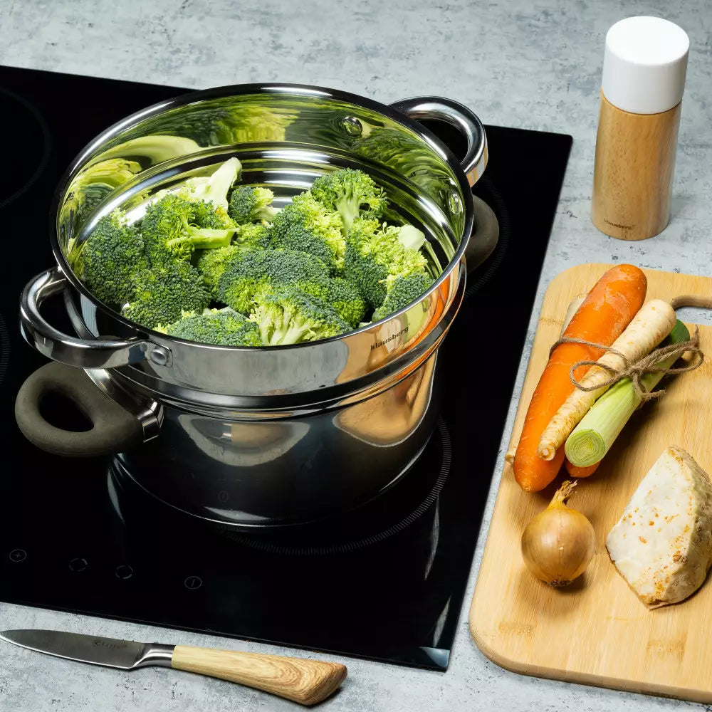 Приставка за готвене на пара Klausberg 7587, За съдове 20-22-24 см, Инокс