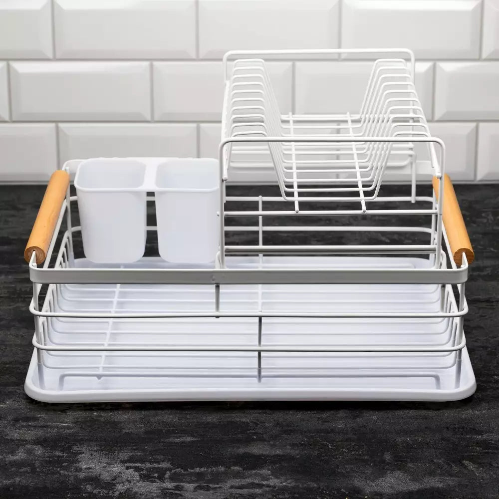 Сушилник за съдове Kinghoff, 2 нива, Поставка за прибори, Бамбук