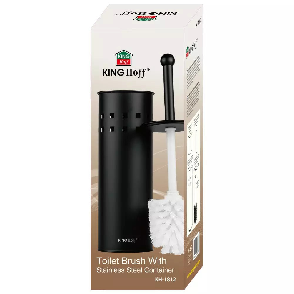 Четка за тоалетна KingHoff 1812, 39.5см, Черна стомана