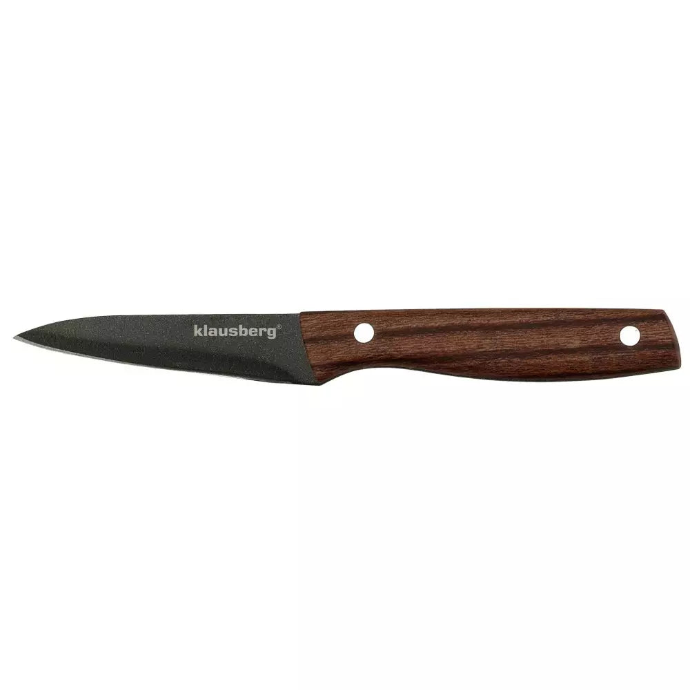 Комплект ножове със стойка Klausberg 7616, 6 части, Инокс, Кафяв/Сив