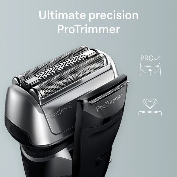 Самобръсначка Braun Series 8 8517s, Wet & Dry, Автономия 60 мин., 4 режещи елемента, Сребриста