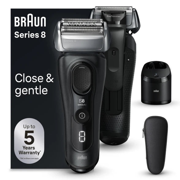 Самобръсначка BRAUN Series 8 8560CC, Wet & Dry, Автономия 60 мин., 4 режещи елемента, Черен