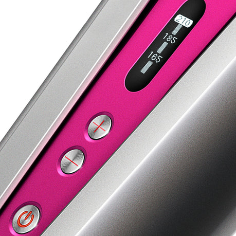 Преса за коса Dyson Corrale HS03, 3 настройки на температурата, OLED дисплей, Употреба с и без кабел, Сив/Фуксия