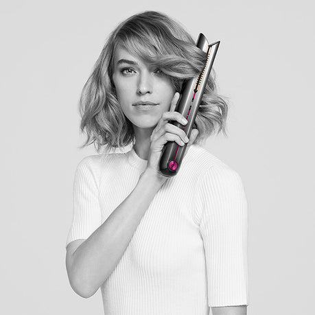 Преса за коса Dyson Corrale HS03, 3 настройки на температурата, OLED дисплей, Употреба с и без кабел, Сив/Фуксия