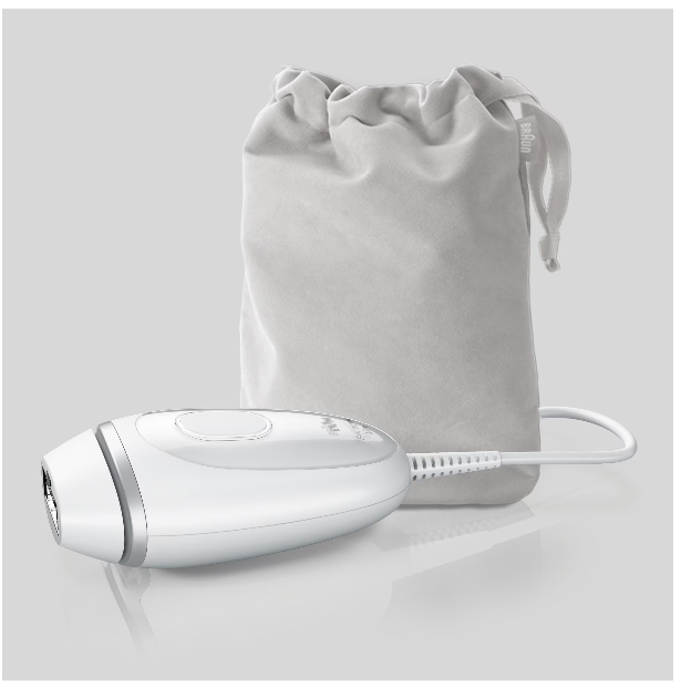 Фотоепилатор IPL Braun IPL Silk·expert Mini PL1124, SensoAdapt, 300 000 импулса, 3 нива на интензитет, Тяло и лице, Самобръсначка Venus, Чанта за път, Бял/Сив
