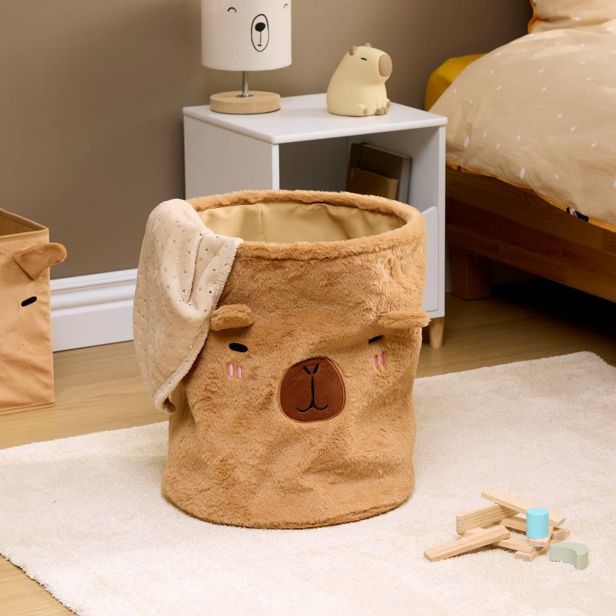 Детски кош за играчки atmosphera Capy, Полиестер, Кафяв, 35 cm