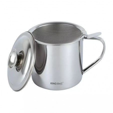 Съд за олио KingHoff 1726, 1.2L, Цедка за прецеждане, 12.5х11.5 cm, Инокс