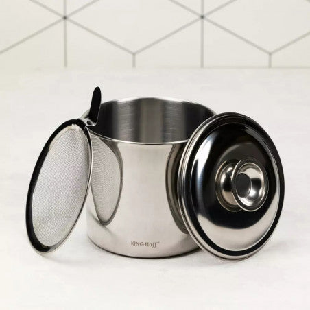 Съд за олио KingHoff 1726, 1.2L, Цедка за прецеждане, 12.5х11.5 cm, Инокс