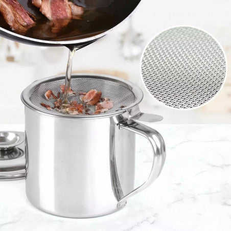 Съд за олио KingHoff 1726, 1.2L, Цедка за прецеждане, 12.5х11.5 cm, Инокс