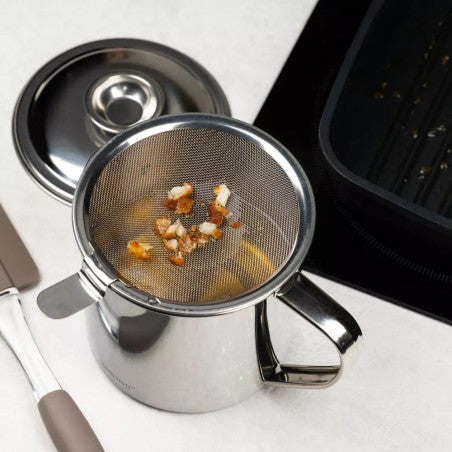 Съд за олио KingHoff 1726, 1.2L, Цедка за прецеждане, 12.5х11.5 cm, Инокс
