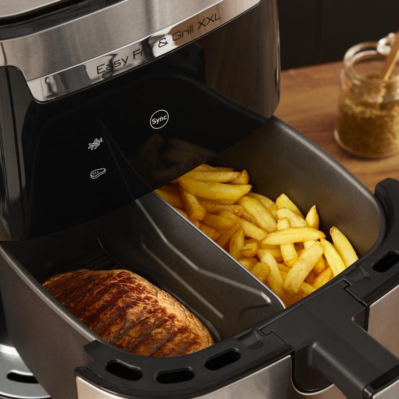 Уред за здравословно готвене с горещ въздух Tefal Easy Fry XXL Flexcook EY801D15, 6.5 L, 1400 W, Черен/Сребрист