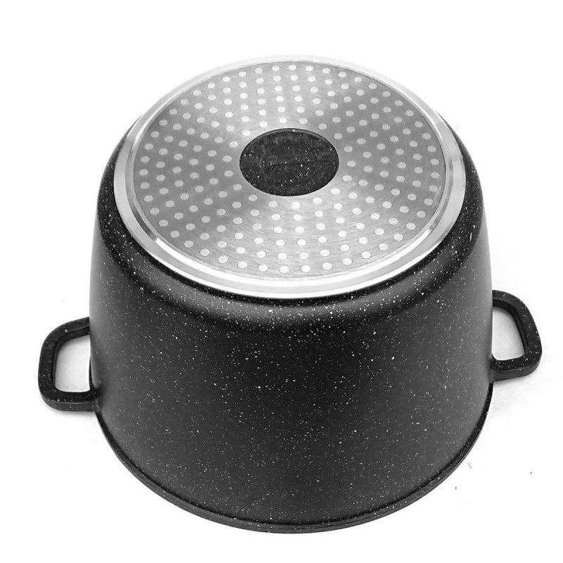 Тенджера дълбока Kinghoff 1599, 10 L, Мраморно покритие, Индукция, Черен