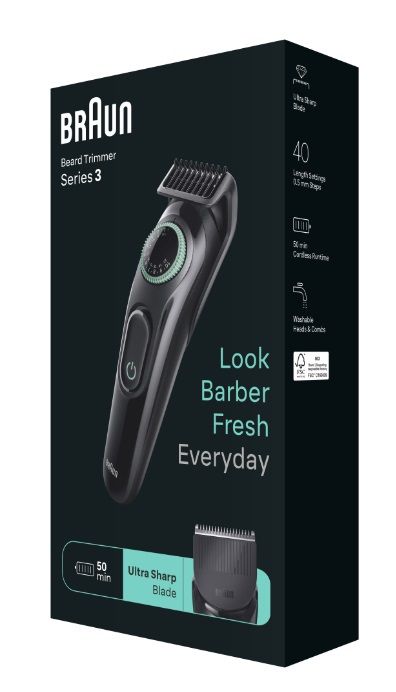 Тример за лице Braun Styler BT3421 Черен / Жизнено Зелен