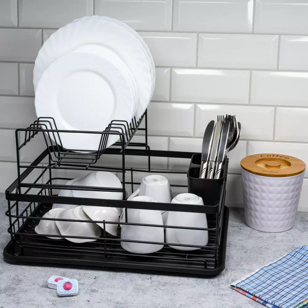 Сушилник за съдове KingHoff 1716, 2 нива, Черен