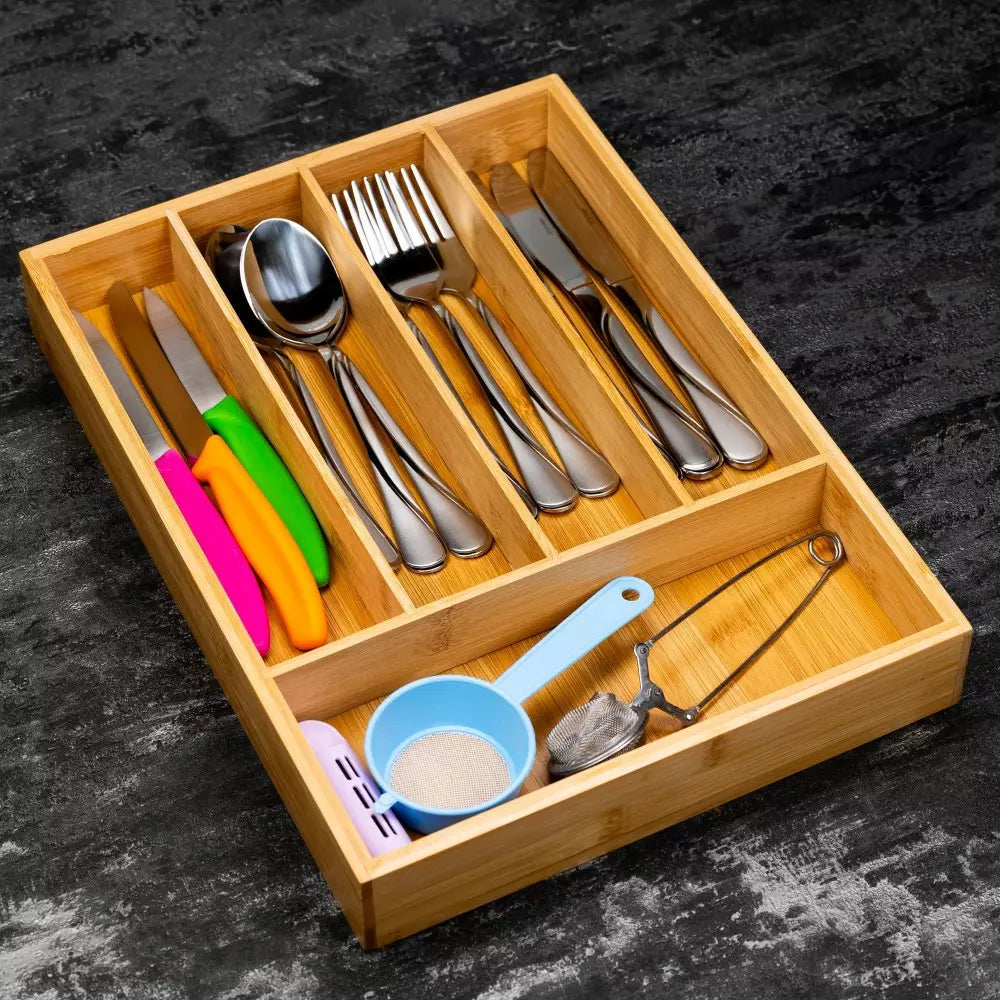 Разпределител за прибори Kinghoff 1222, Бамбук, 5 отделения