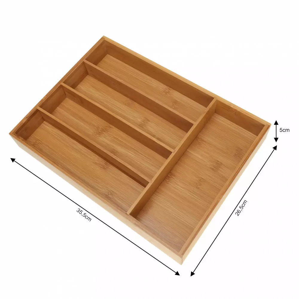 Разпределител за прибори Kinghoff 1222, Бамбук, 5 отделения