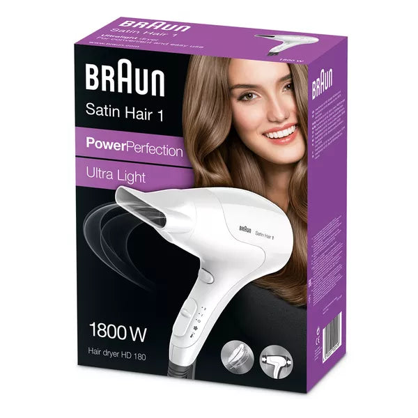Сешоар Braun HD180, 1800 W, 2 степени на температура, Бял