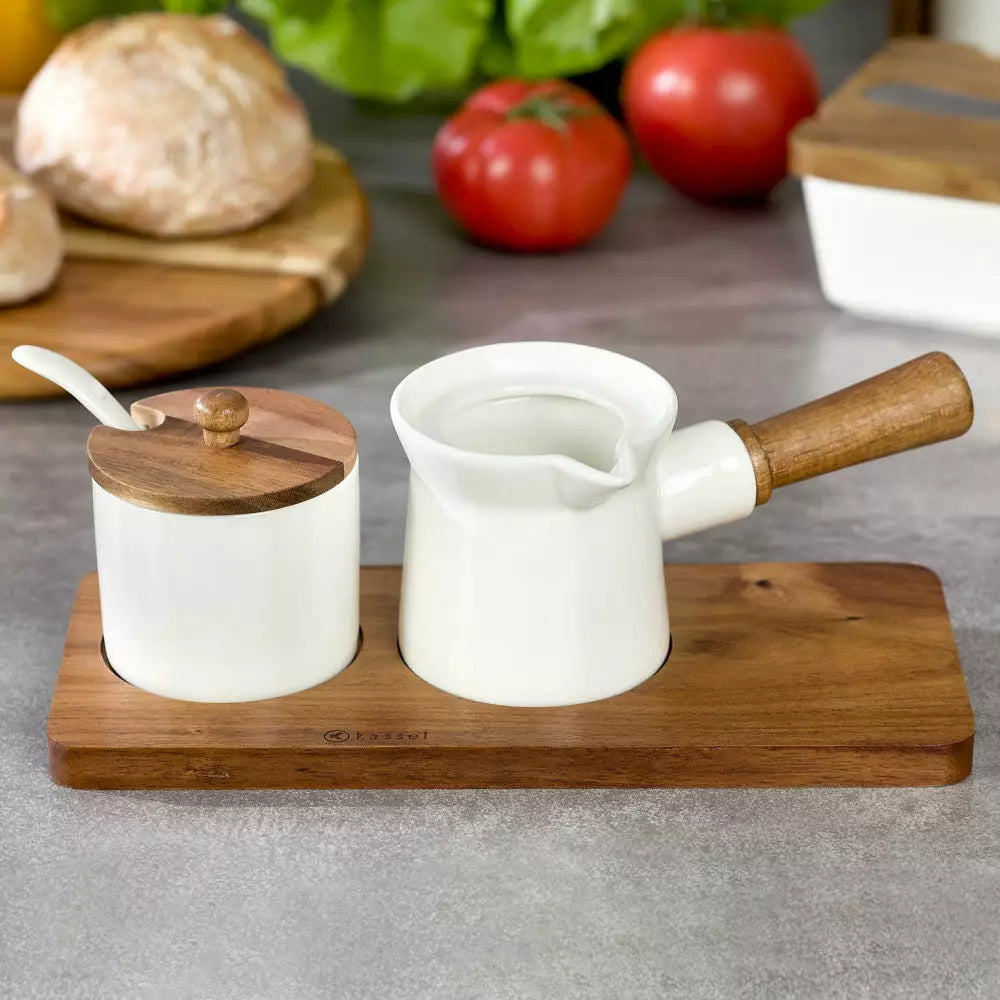 Сервиз за кафе Kassel 93559, Порцелан и акациево дърво