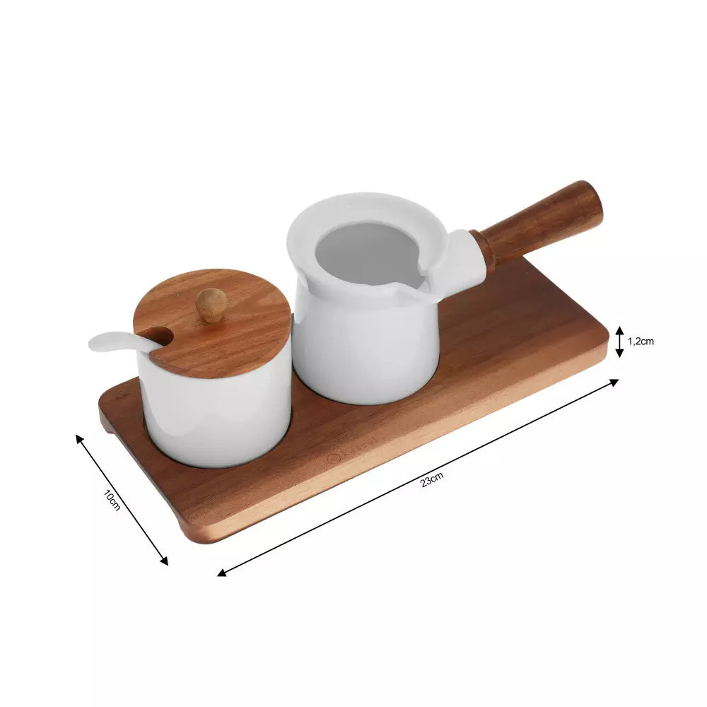 Сервиз за кафе Kassel 93559, Порцелан и акациево дърво