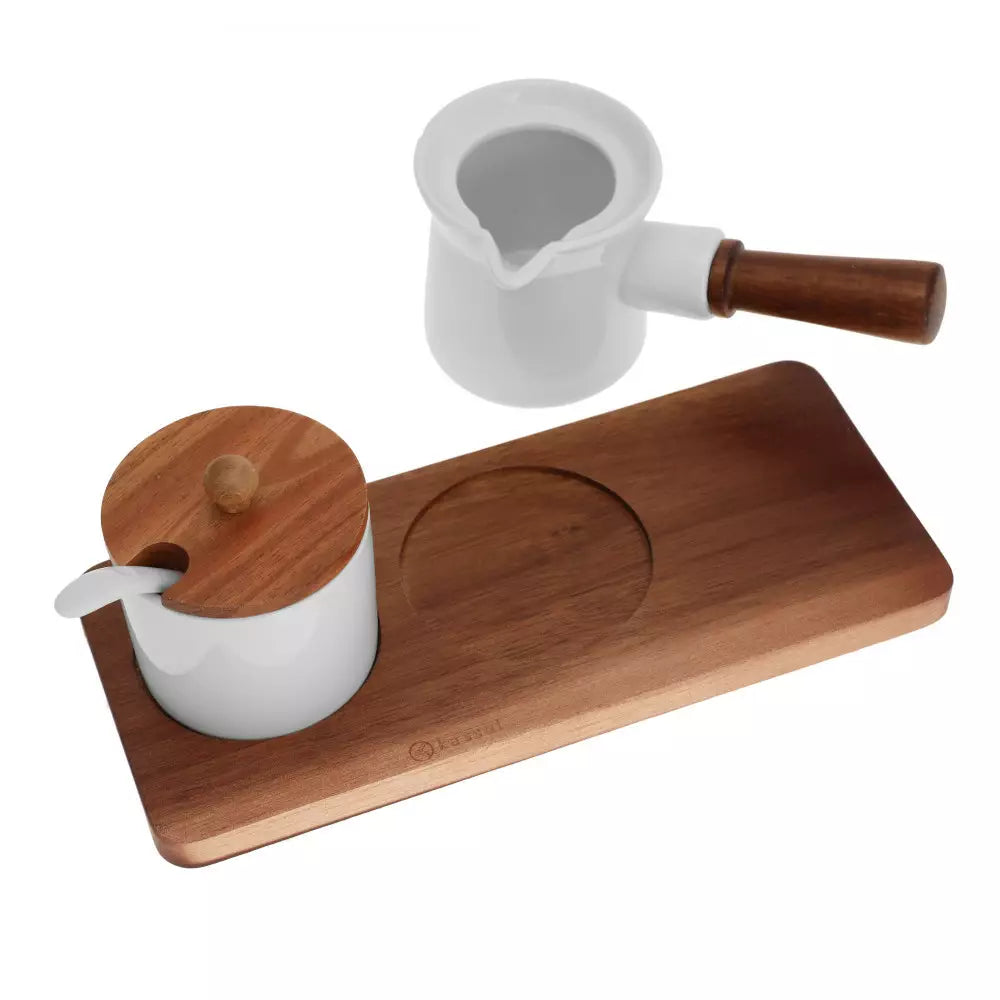 Сервиз за кафе Kassel 93559, Порцелан и акациево дърво