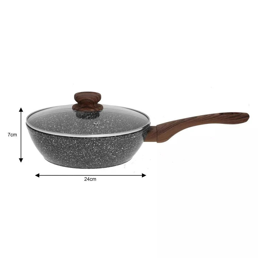 Тиган уок Kinghoff 1583, 24 cm, Индукция, Тройно гранитно покритие, Сив